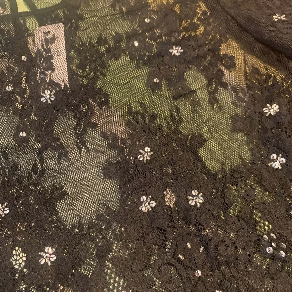 Express Black Lace Blouse with Floral Details - Picture 2 of 3